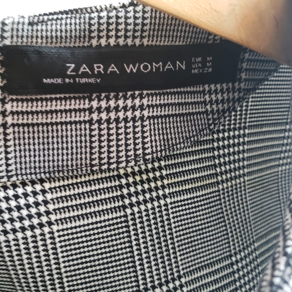 Zara Woman Glen Plaid Check Side Button Blouse Shirt Top Medium Houndstooth - Picture 6 of 10